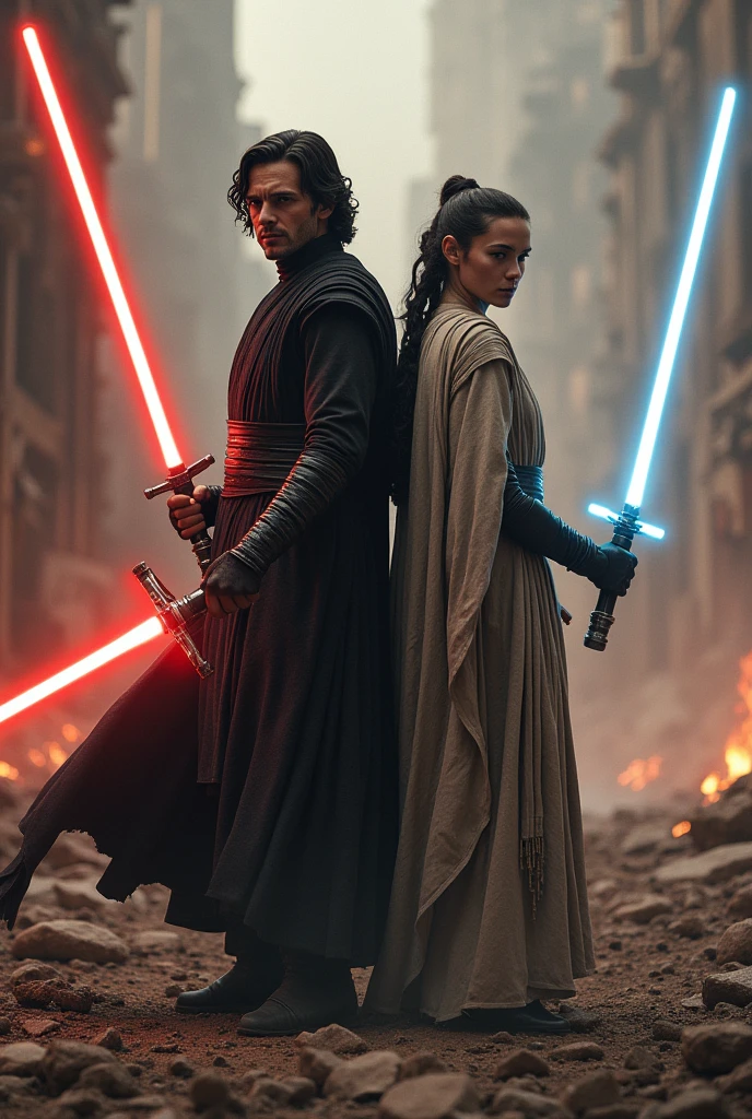 Ben Solo and Rey Skywalker as Jedi Ash