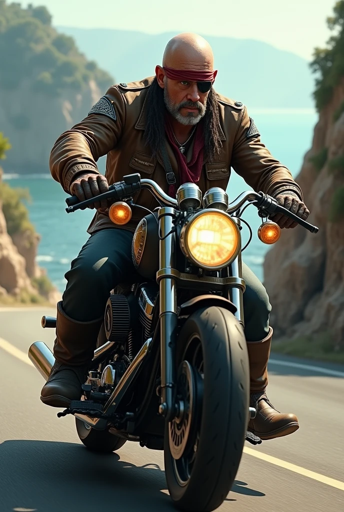 Pirate Spain gamer bald motorcycle