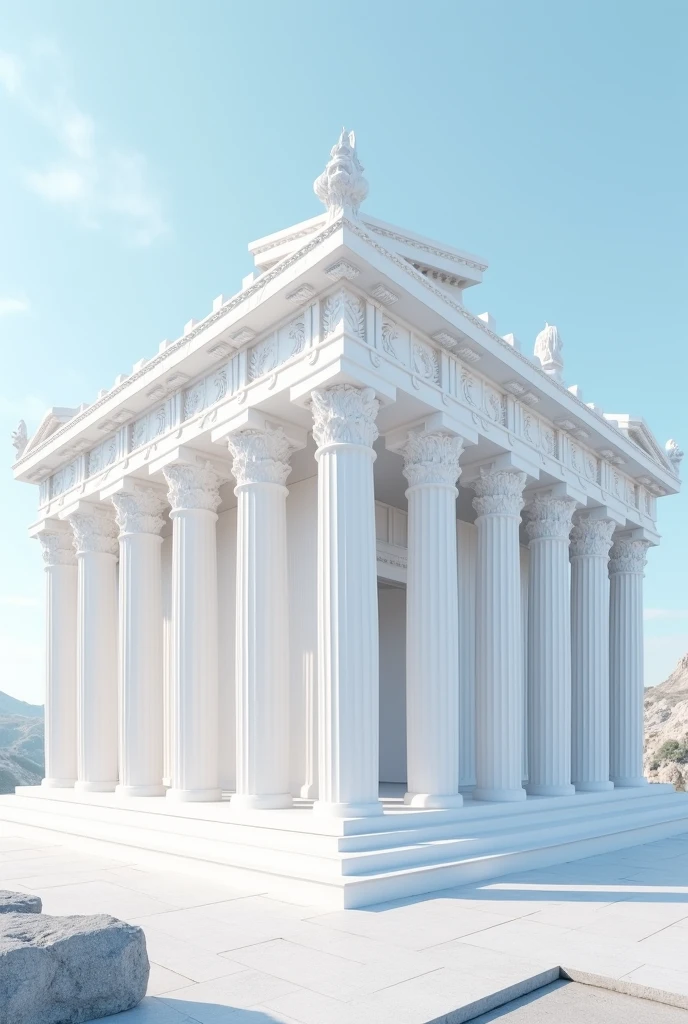 All-white Greek temple with columns