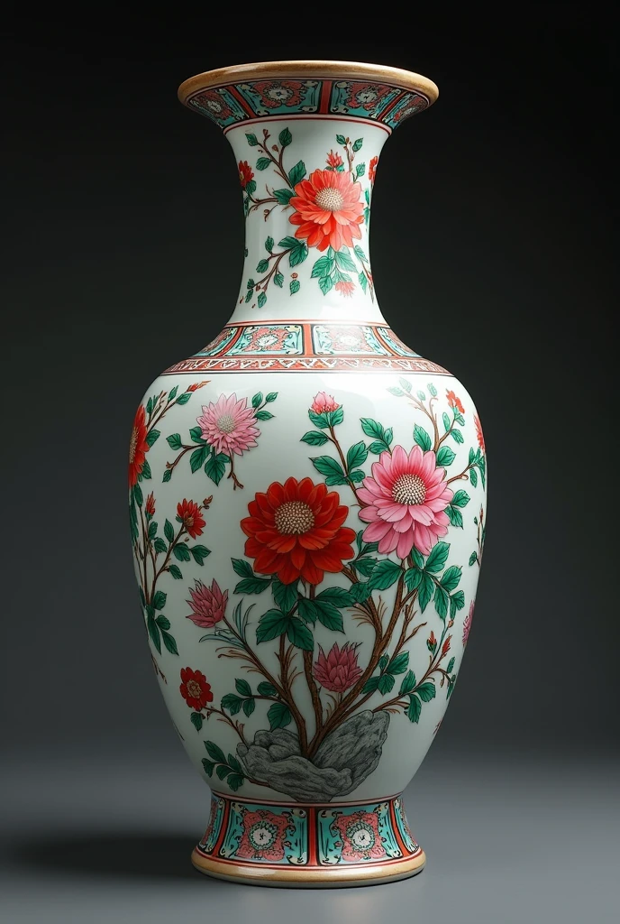 a highly detailed antique chinese vase, intricate floral patterns, elegant curves, ornate decorations, rich colors, traditional chinese art, porcelain material, falling on floor, just touch the floor, cracked, masterpiece, best quality, 8k, hyperrealistic, photorealistic, extremely detailed, studio lighting, vivid colors, professional