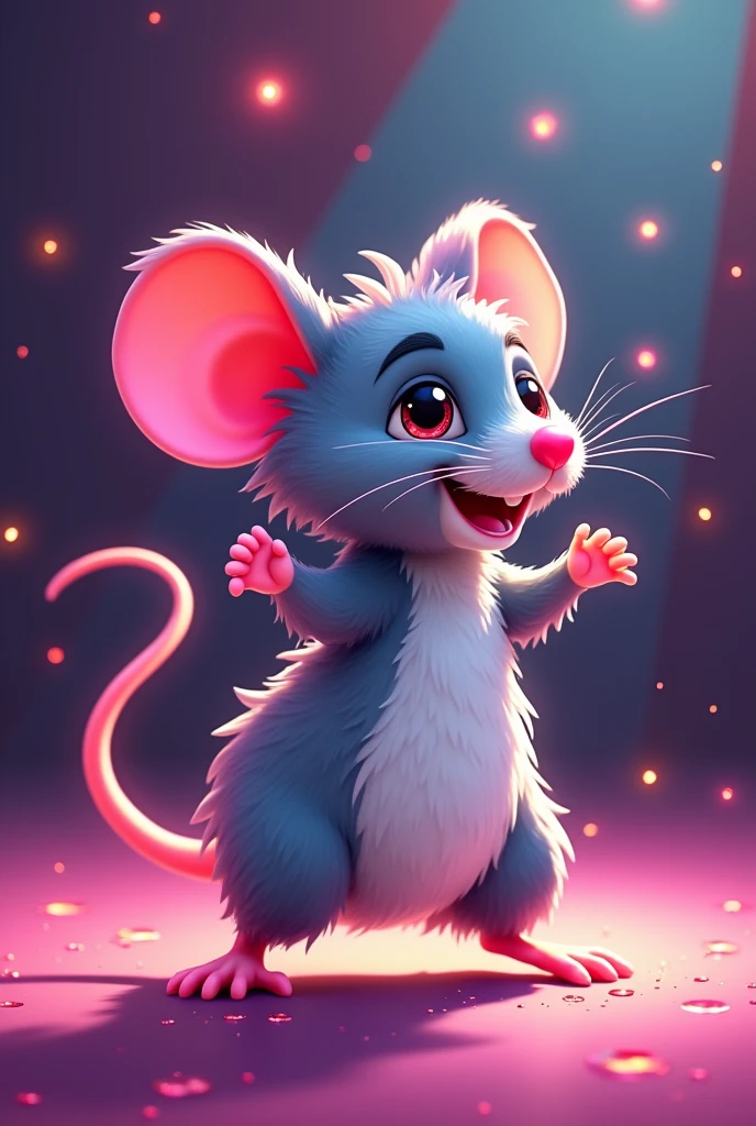 An adorable pet rat animation conditioned in 80s retro disco style with no background