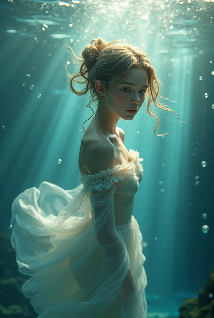 A beautiful girl under water