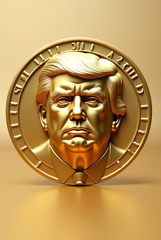 trump 3D Goldd Crypto Coin Symbol, blank background, vector style