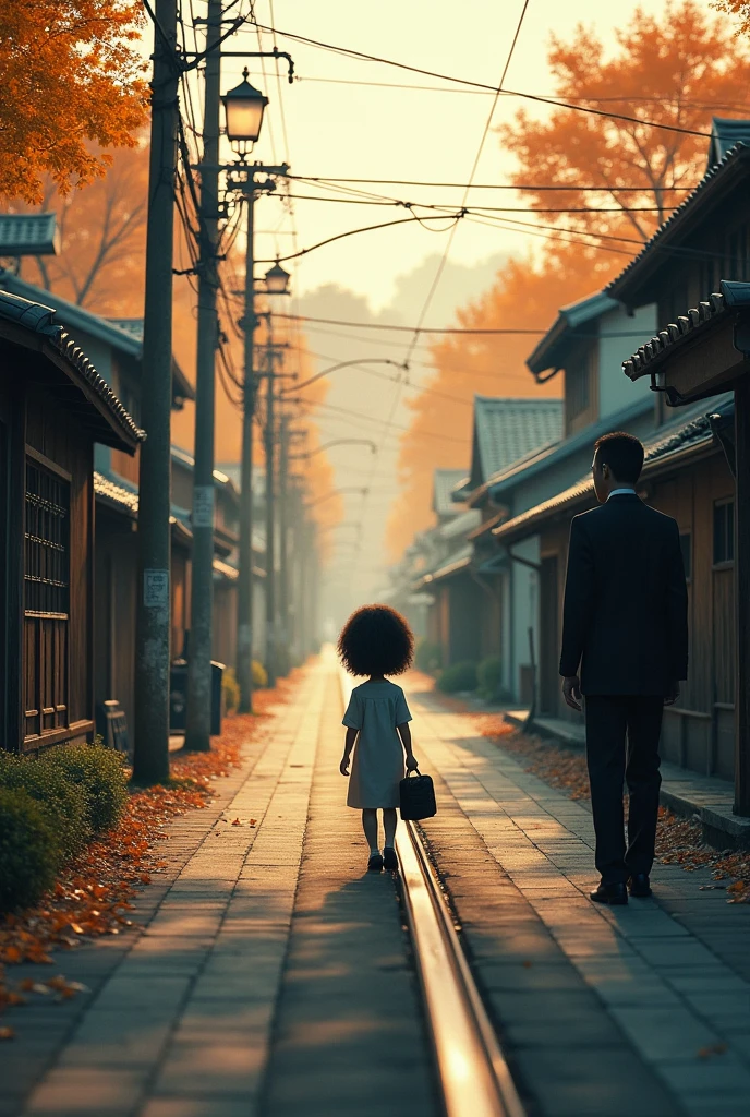 Kyotoの昔の街路，35mm lens，Multiple Angles，Country~ side scenery，Suburban，return，~ side，silhouette，Overhead Shot，Cat，Are standing，doll，Carrying a small school bag，Tram，Kyoto、Autumn forest，Wooden house，platform， Cape,Nguyen Gia,suit,tie, (Delicate face), (High-quality fluffy fur)，（35mm cinema lenses），（Multi-angle shooting），（Wide range of angles）