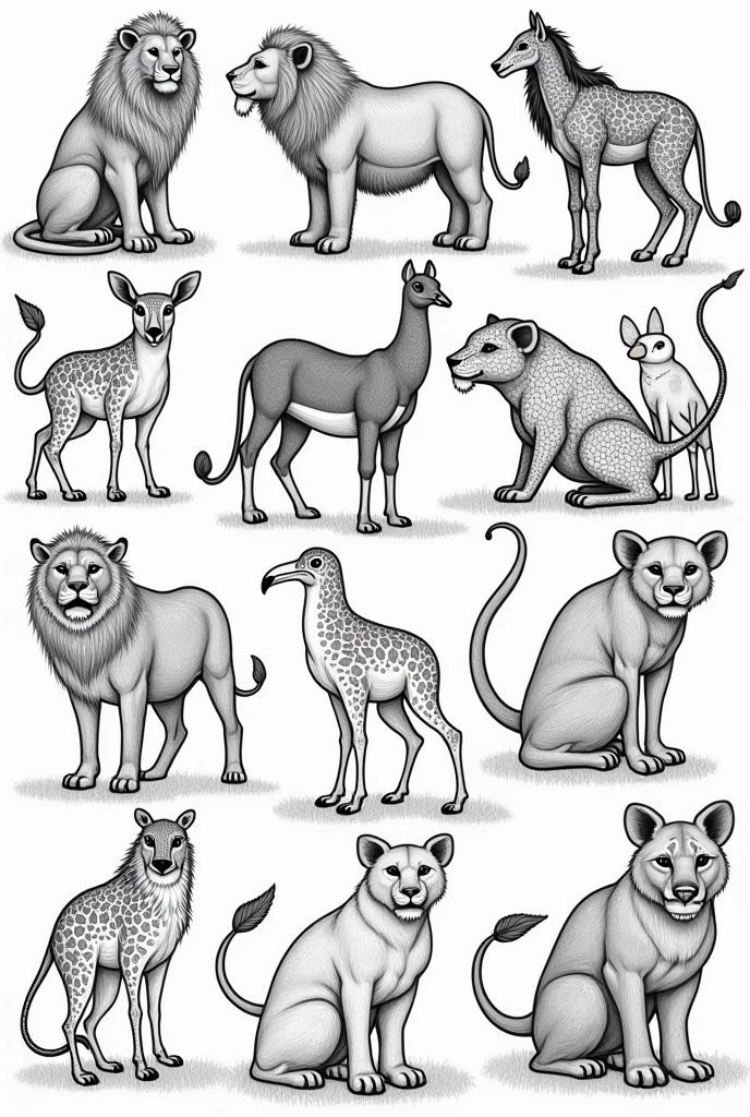 Animals to color in black and white