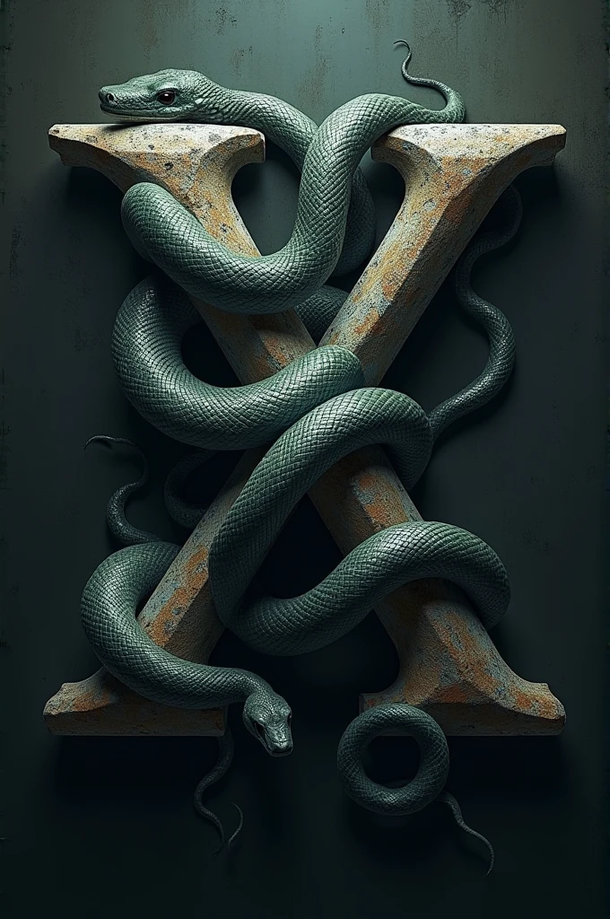 Letter X with snakes