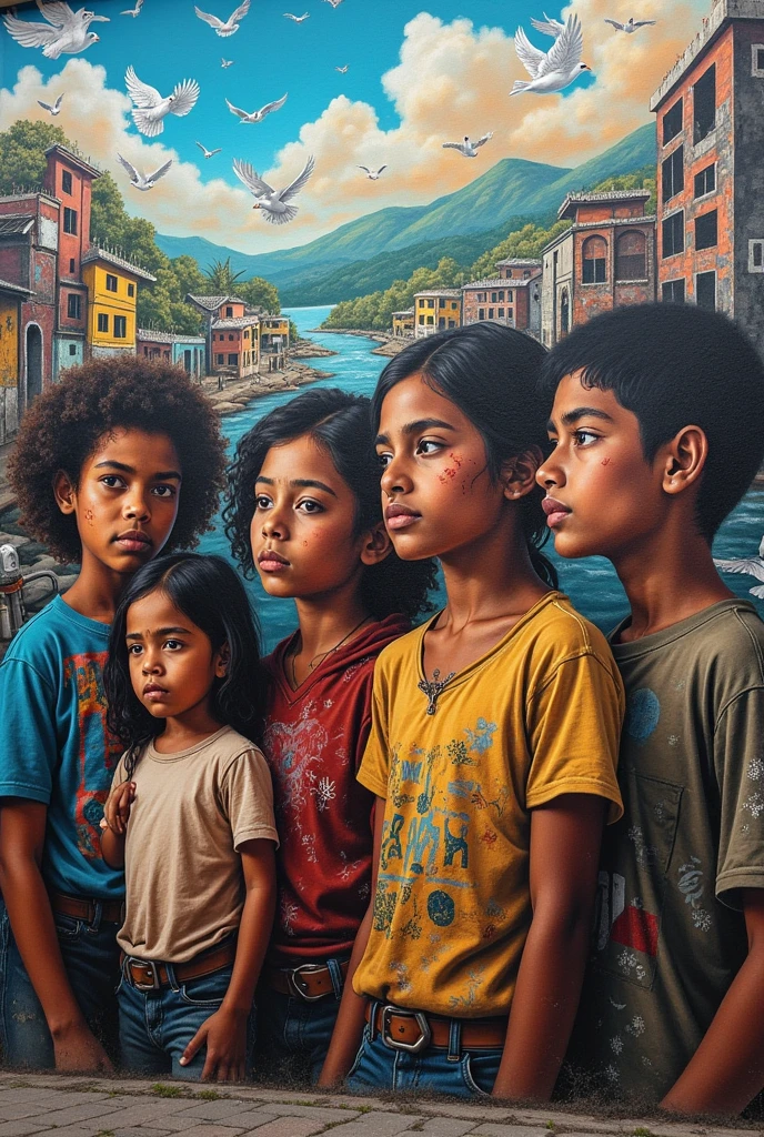 Make a mural about how armed violence has affected young people in Colombia