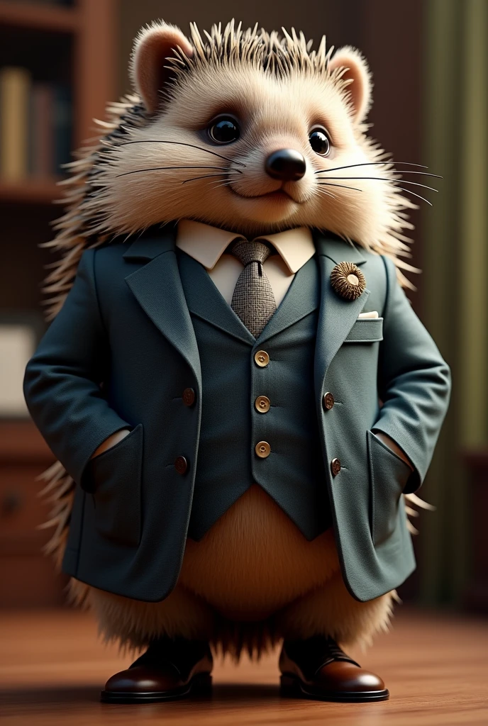 create a hedgehog in a suit