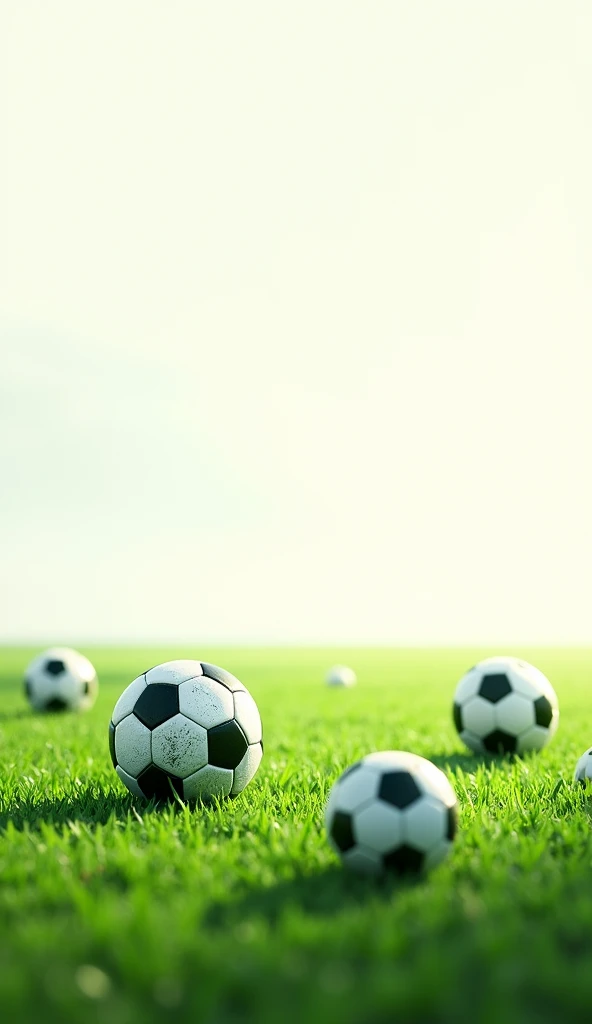 I want a white and green background with soccer balls, lawn and no character