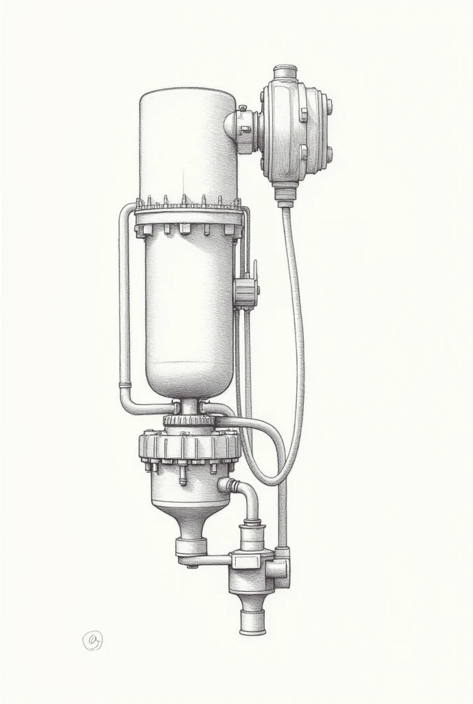 can you make me a picture like a hand drawn pencil sketch of a fuel system and a fuel filter