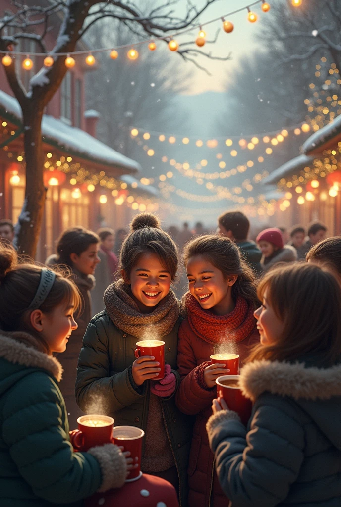 Crowd celebrating Christmas peacefully.