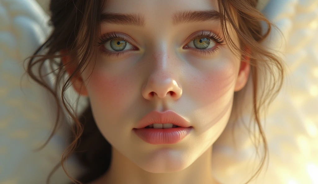 close up image, detailed face angel beautiful face, biblical story, 4k, realistic and detailed image,