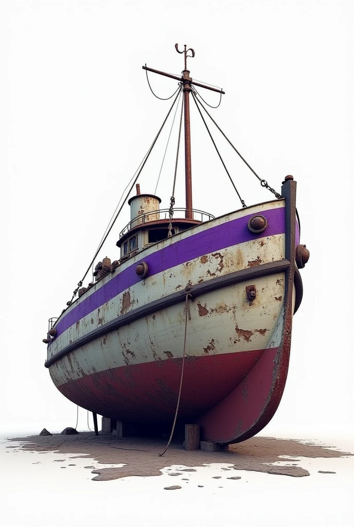 Original abstrak old boat war design, cool, high image resolution, wearing a purple belt, atmosphear , colored, white background,
