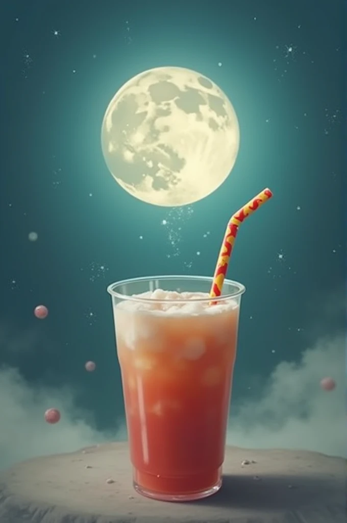 Moon seen through a straw of toddynho