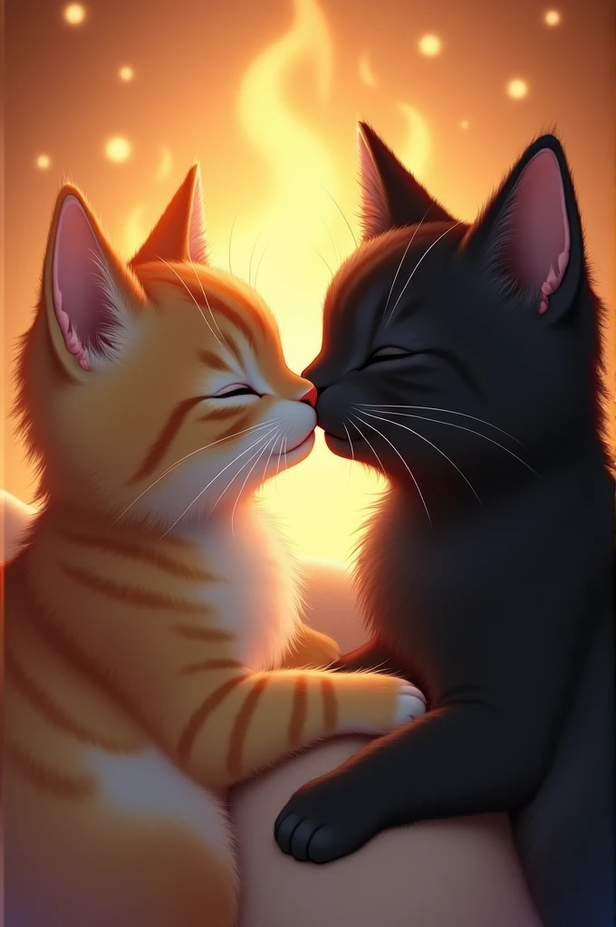 Cat kisses other cat
