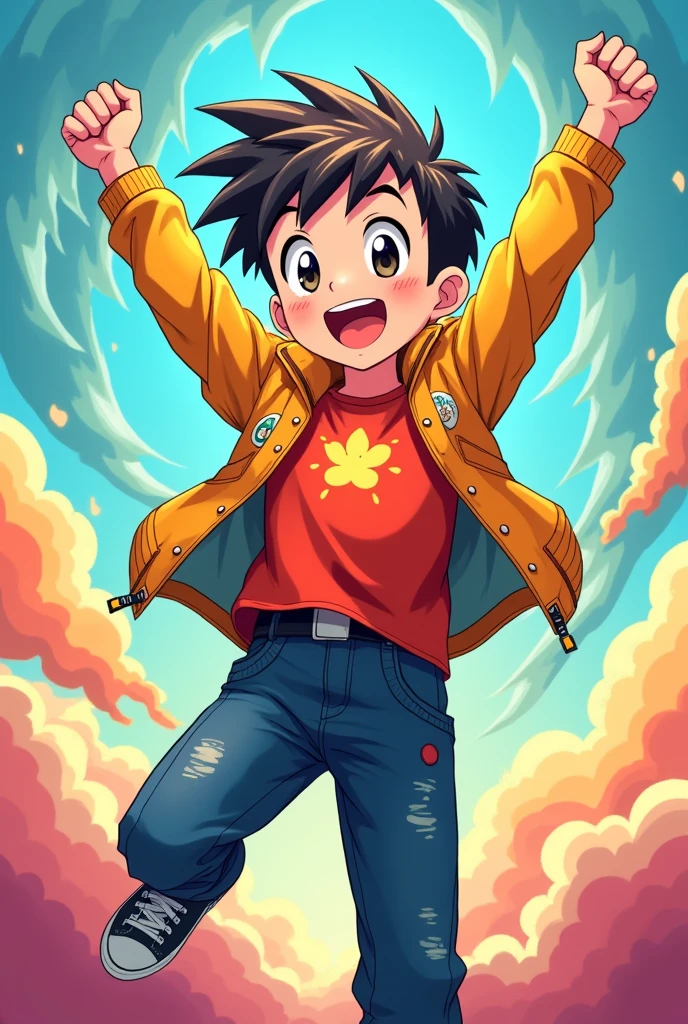 Joy pose anime boy