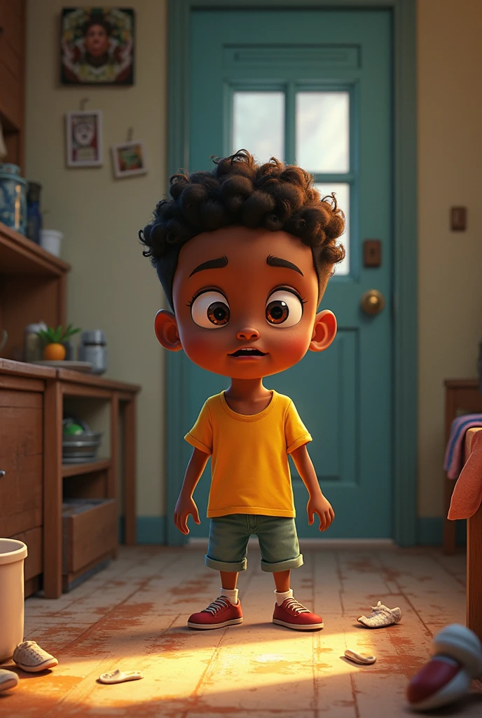 An animated black boy trying to get by living by himself