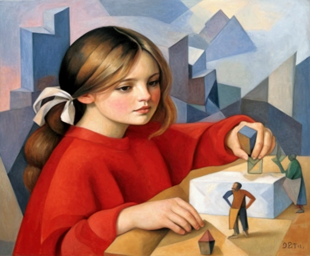 In cubism with geometric figures