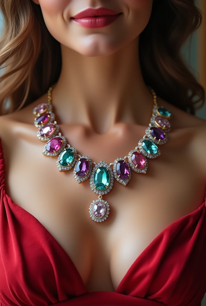 A necklace made of gems,Using only 10 gems Beautiful, charming,Seemingly high value