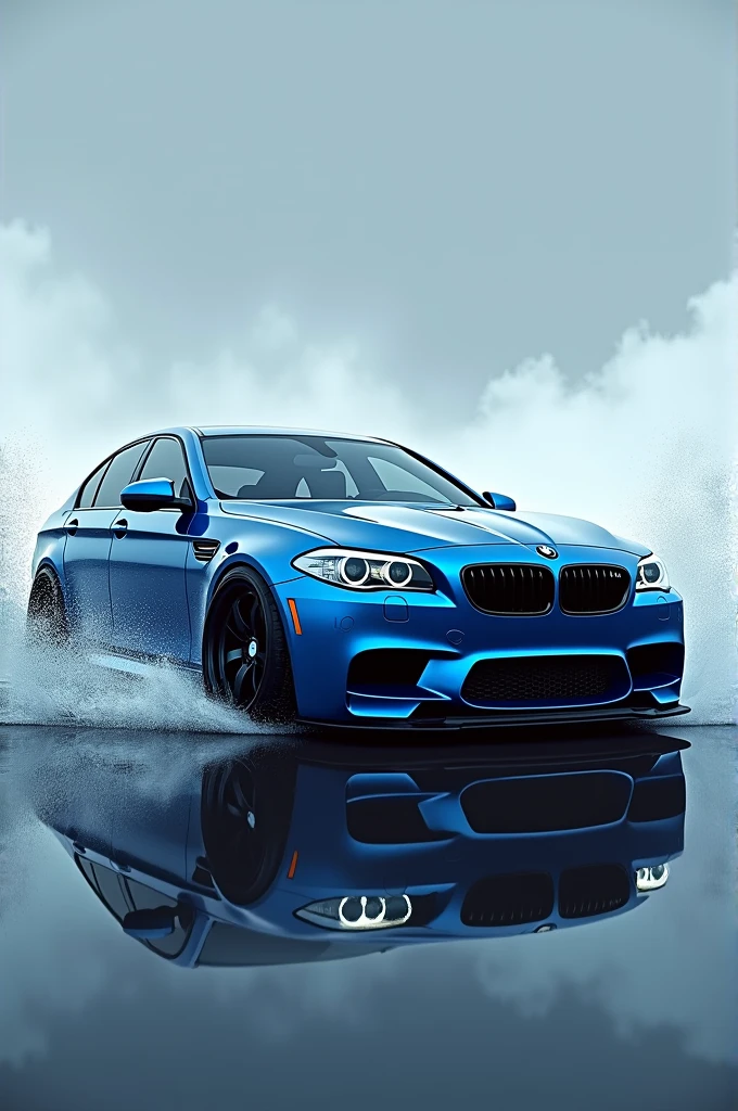 Draw bmw e90 after lift with blue metallic water shell drifting