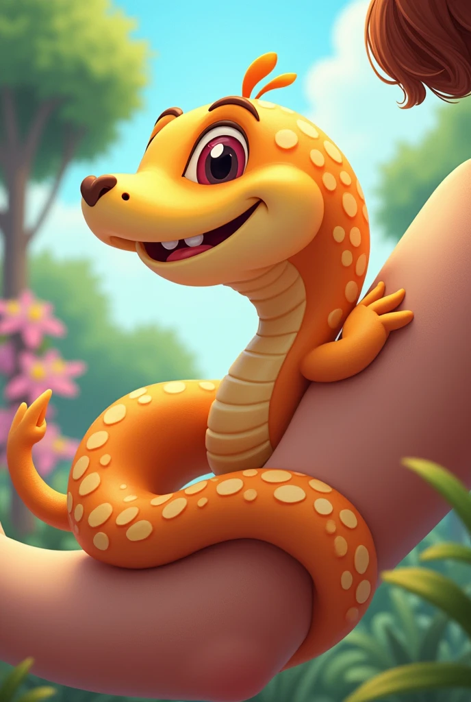 Snake wrapped around arm cartoon