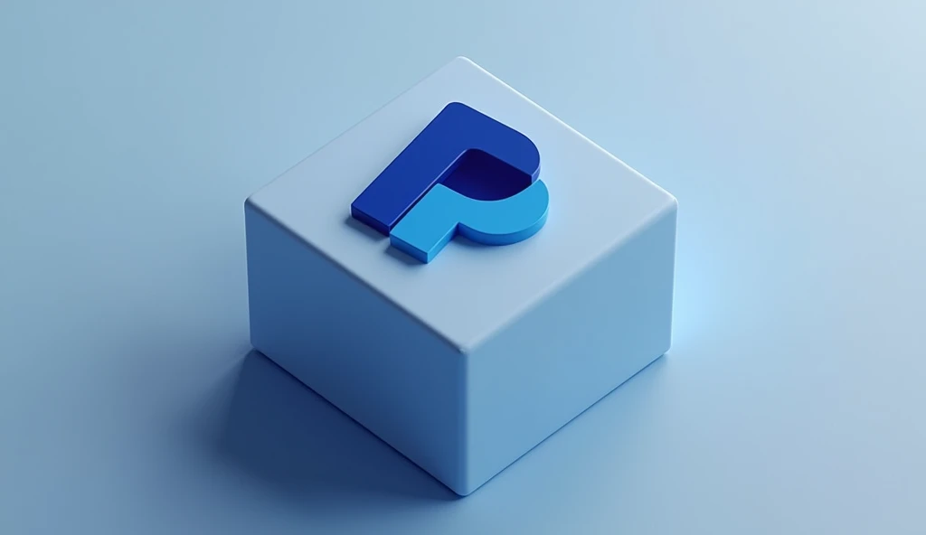 High quality Paypal logo, on a 3D square shape