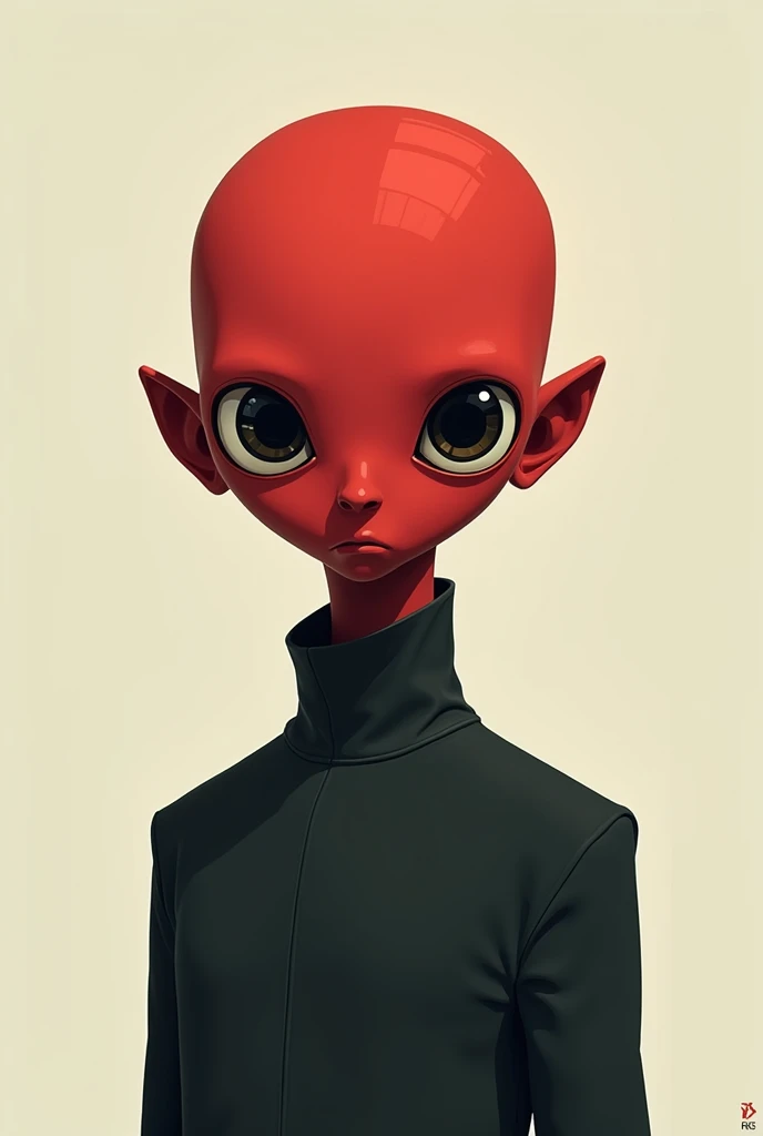 A scientist who has red face no hair no nose no mouth only eyes REMOVE THE MOUTH REMOVE THE NOSE REMOVE THE HAIR