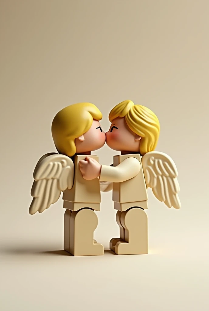 Sample, make little brick Uriel hugging each other from the front giving each other a kiss