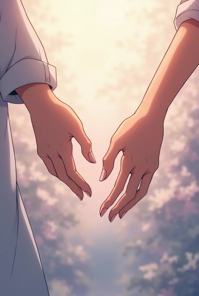 Hands that want to touch each other anime style