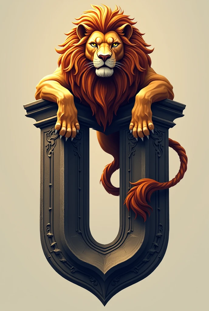 The letter U with a lion on top of the letter