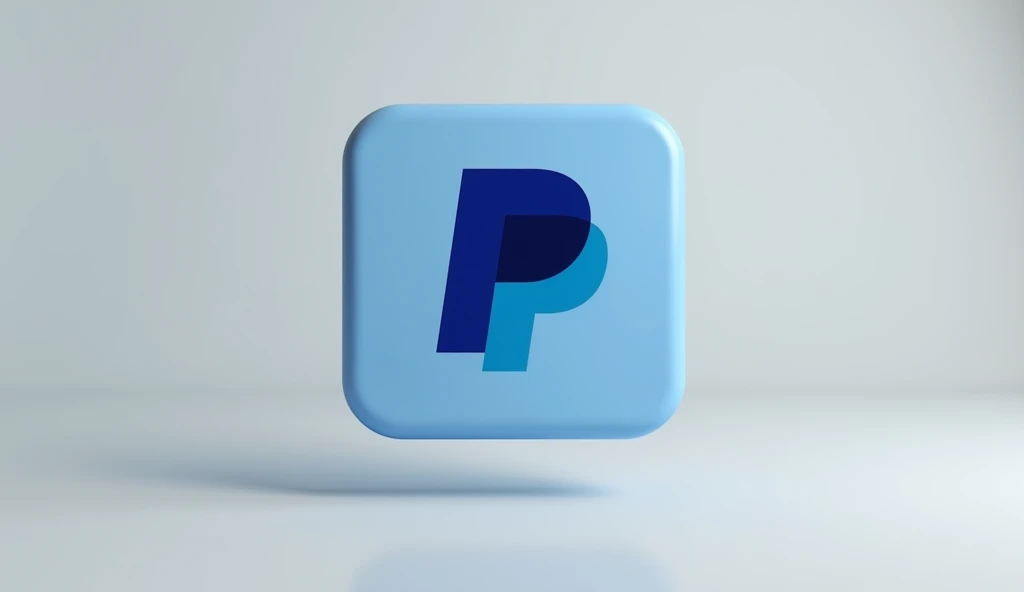 High quality Paypal logo, on a 3D square shape, front vision