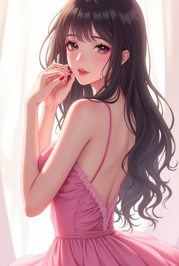 1girl, nezuko kamado, posing in a pink dress, seductive anime girl, extremely detailed by Artgerm, detailed anime artwork, detailed digital anime art, model by Artgerm, Artgerm illustration, highly detailed by Artgerm, detailed anime art, clean detailed anime art, 4k anime style, beautiful seductive anime woman