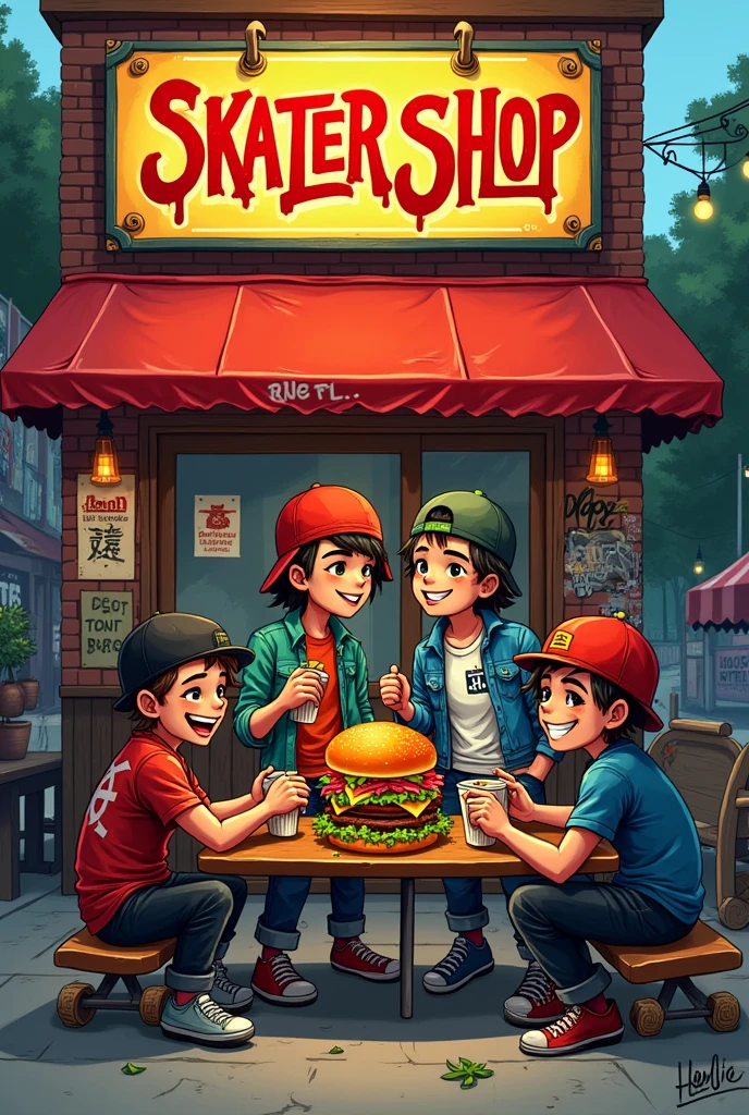 Themed image for skateboard burger shop

