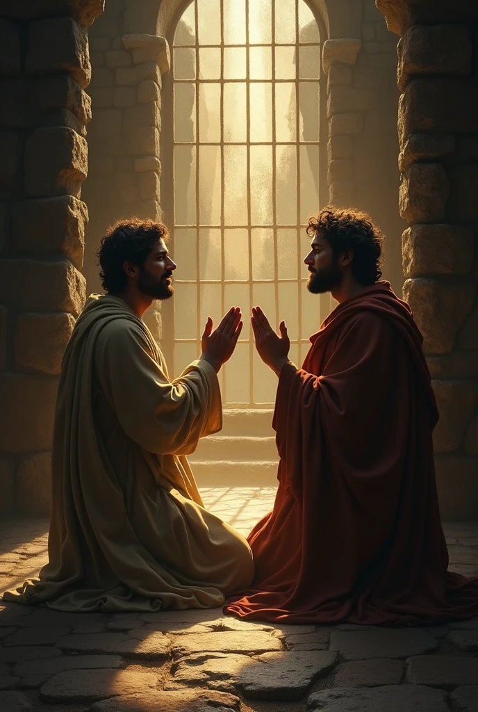 Paul and Silas in prison praising and praying