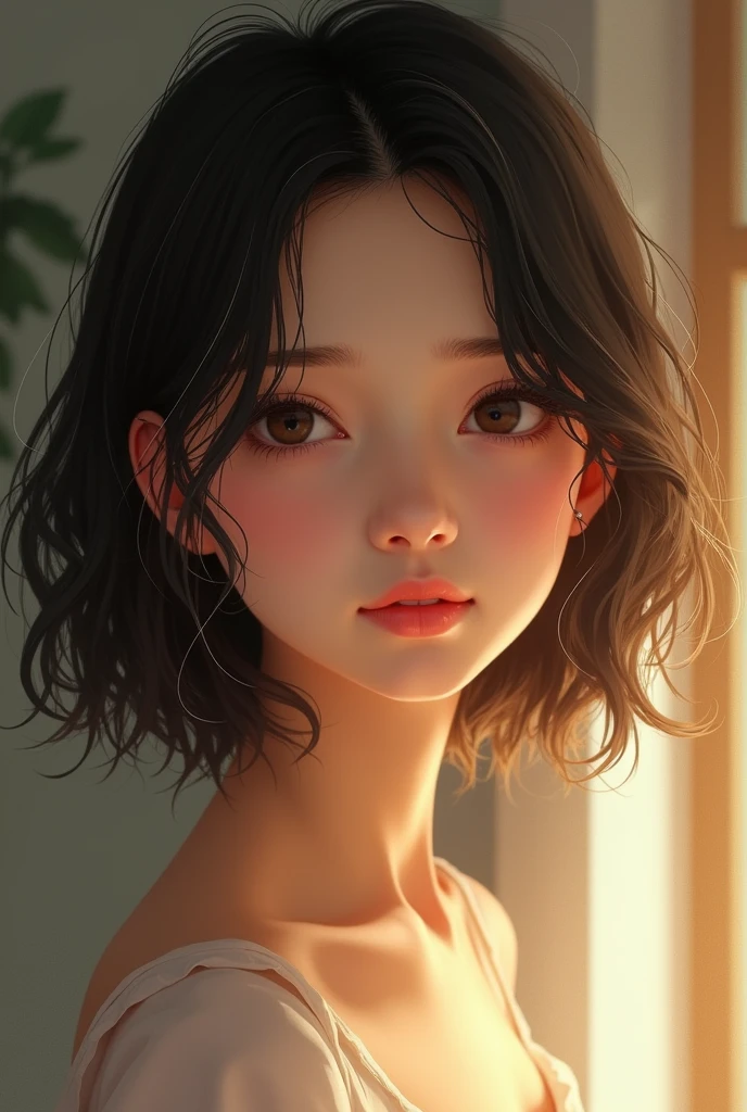 beautiful girl with short hair 
