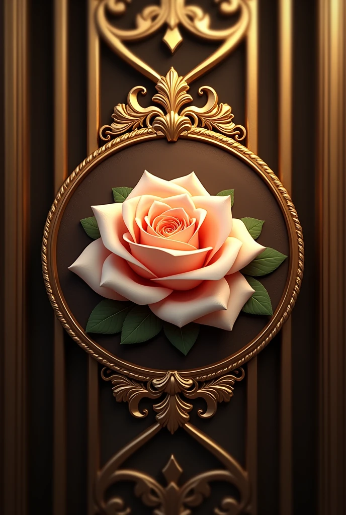 A L&#39;essence café logo, com tons dourados, a rose and dividers