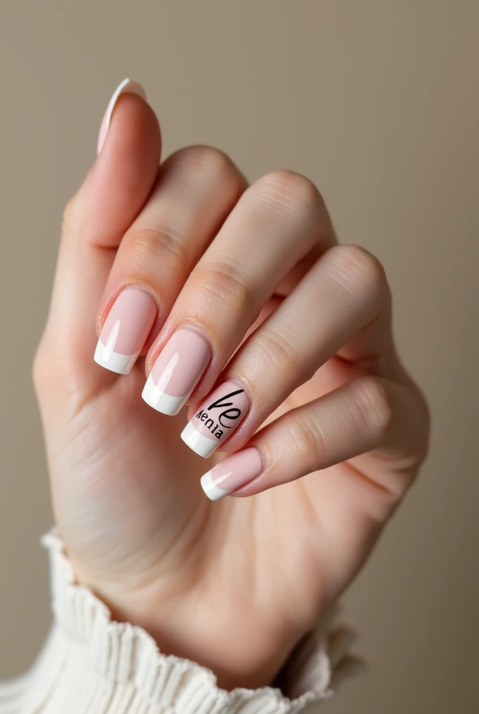 A female hand with the letters KENIA on her nails