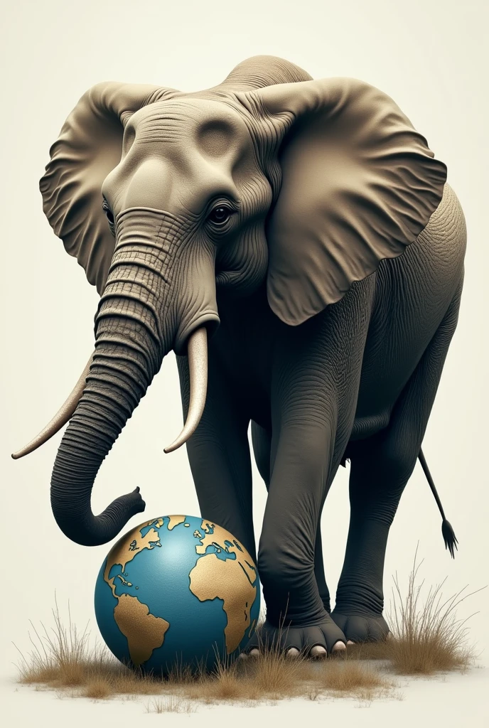 An elephant pecking at the world where to split png