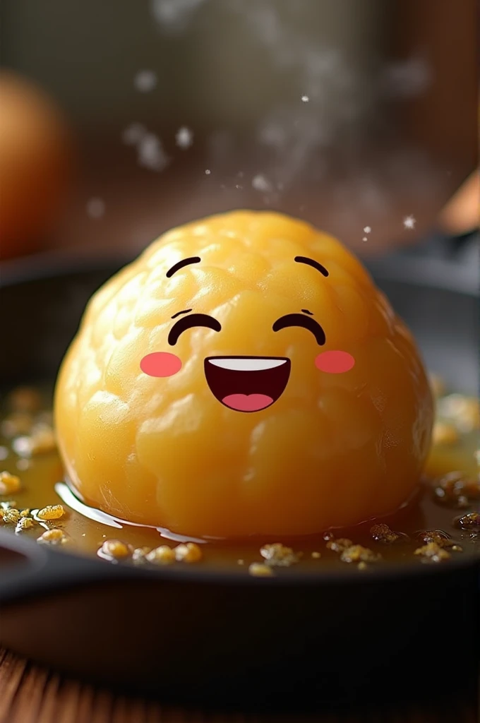 Happy little potato in the pan