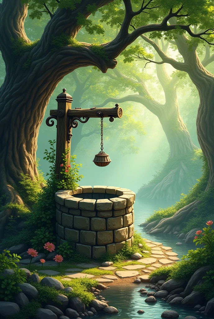 Wishing well in a forest