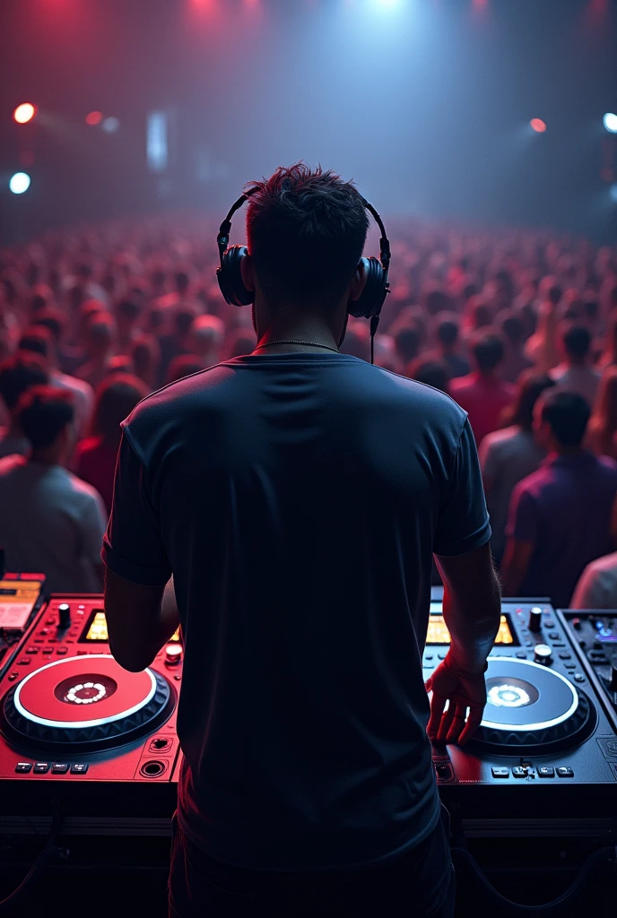 DJ with his back to the audience 