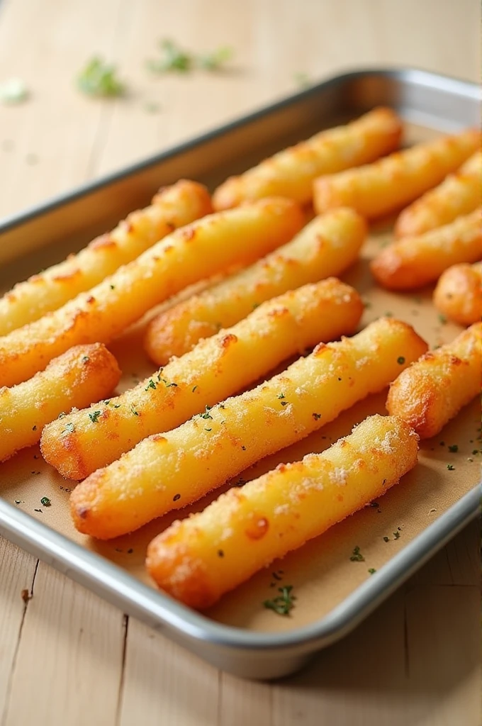 Happy potato sticks on the tray 