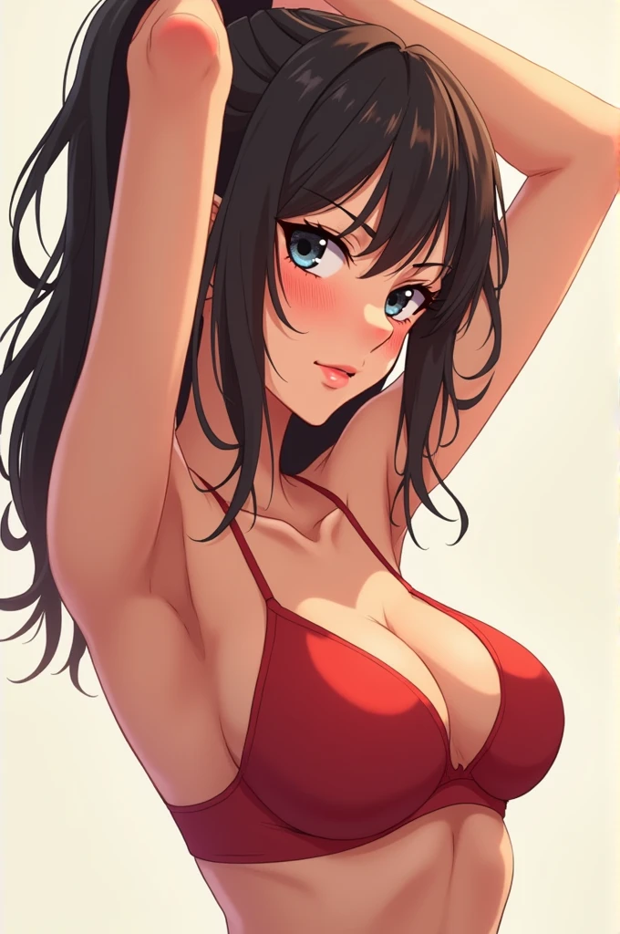sweaty anime girl showing her sweaty armpit