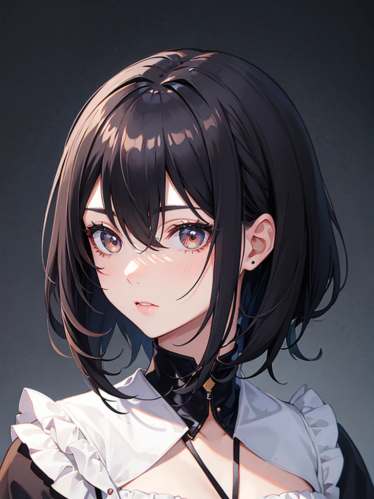 1girl, Portrait, 2, black hair, short coliv hair, emo makeup
