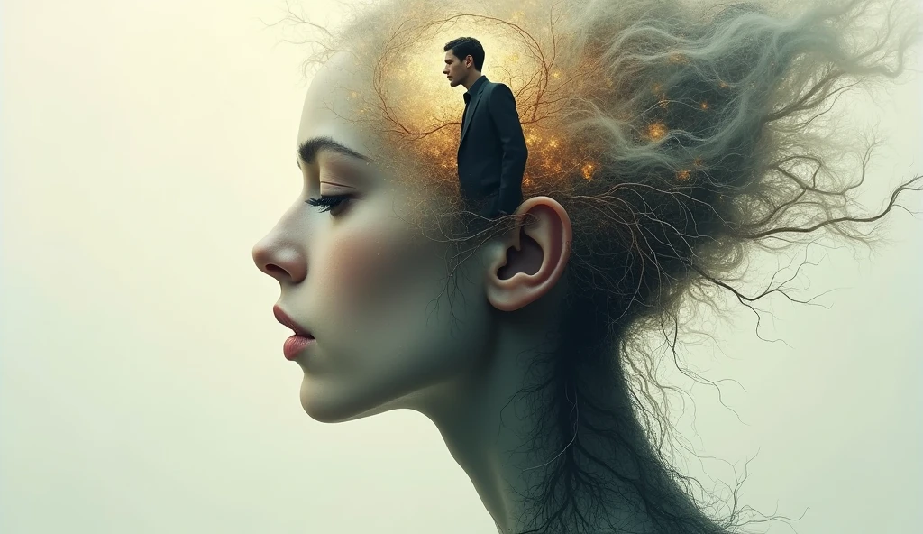 Man inside woman&#39;s head