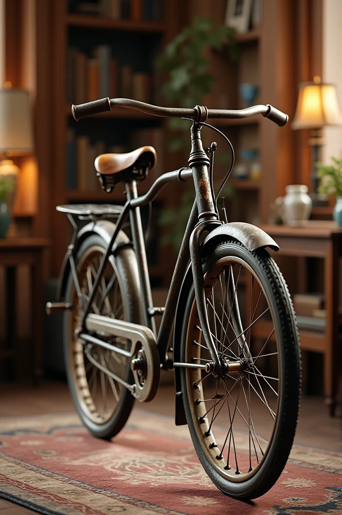 A old cycle in a room