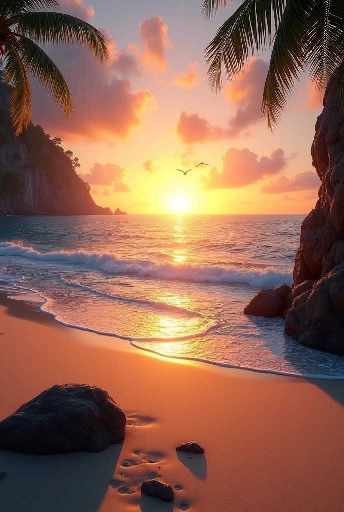 Sunset on the beach without people
