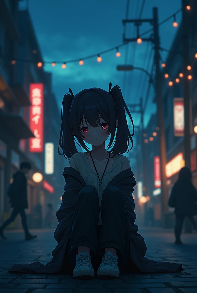 masterpiece, Best Quality, HuTaoV4, 1 girl, Alone, blush, two tails, by the wide, hair between the eyes, ((Street clothes)), city, outdoor, evening, movie poster, 8k extremadamente detallado, seeds, High resolution, ultra quality, cinematic lighting, ambient occlusion, High Definition, 2k, 4k, 8k, 16k, extremely detailed anime, Detailed faces, perfect composition, plano general, atmospheric lighting, very sexy, lift skirt, random lower back angle, uncensored, NSFW, uncensored, sitting, crossed legs, dressed as a nurse