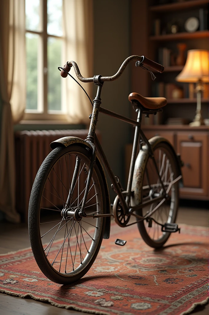A old cycle in a room