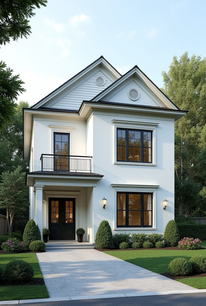 White and gray house with 3 bedrooms, 1 kitchen, a bathroom and a living room